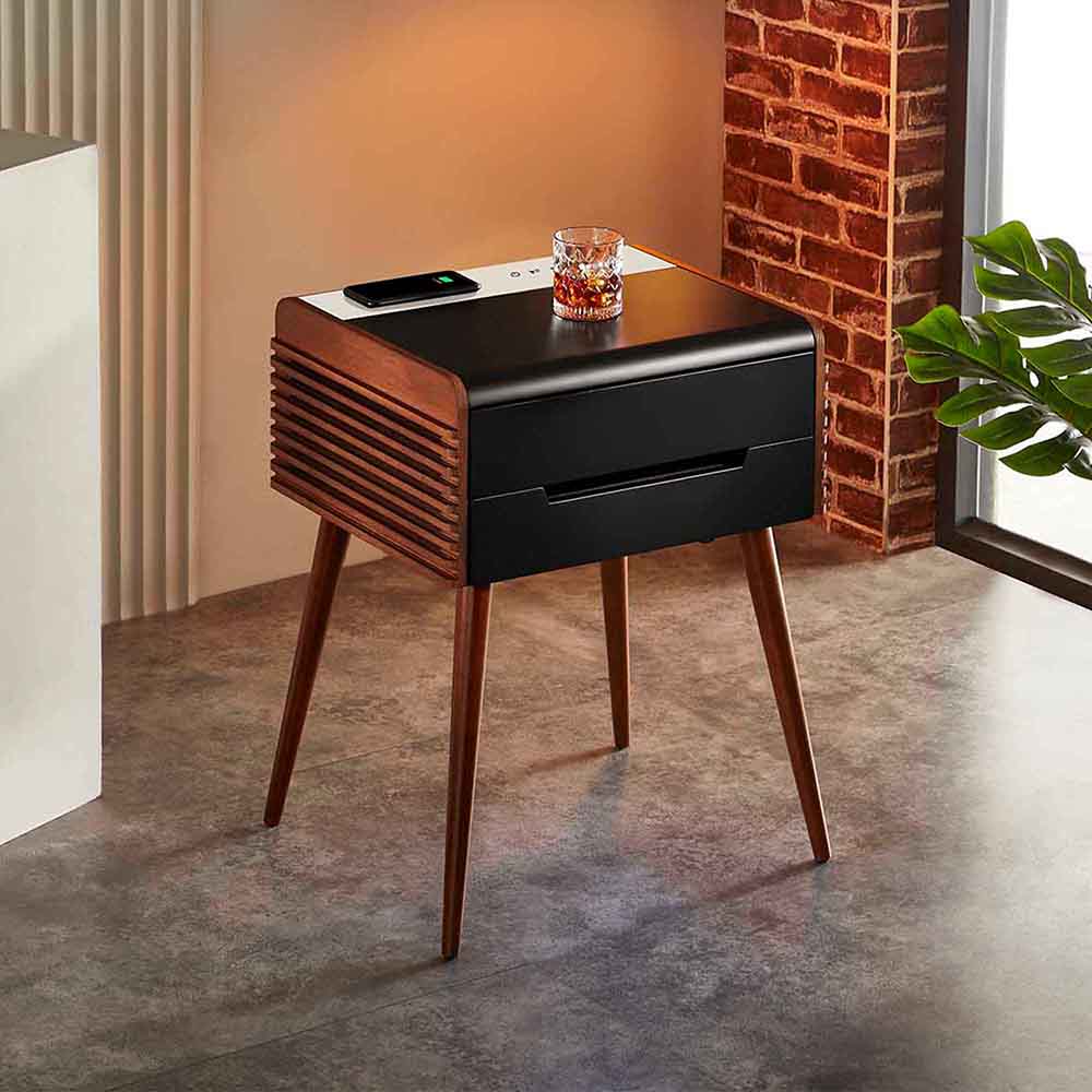 BLUEMAN BT-C1 End Table Bluetooth Speaker Nightstand with Wireless Charging