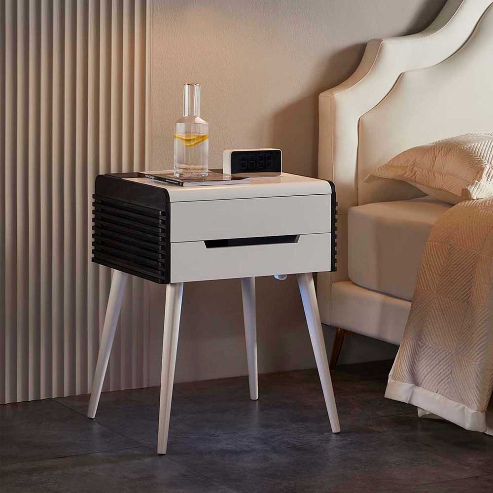 BLUEMAN BT-C1 End Table Bluetooth Speaker Nightstand with Wireless Charging